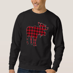 Sweatshirt Moose Christmas Correspondant Rouge Buffle Plaid F