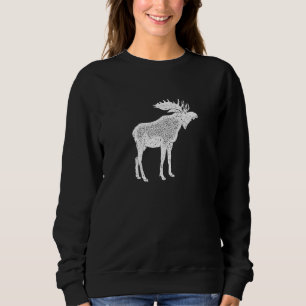 Sweatshirt Moose Distorsion Imprimer Forêt Animal Vintage Moo