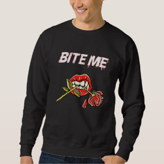 Sweatshirt Mords Moi Dents de Vampire Avec Rose  