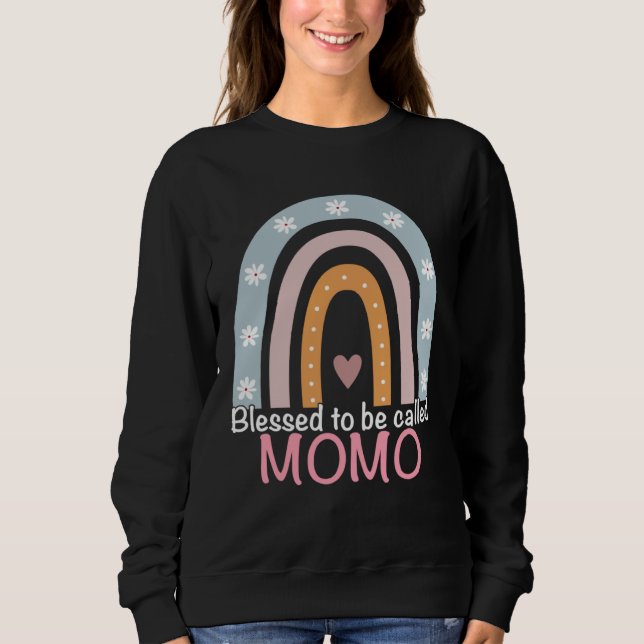 Sweatshirt Mothers Day Blessed To Be Called Momo Rainbow Momo (Devant)