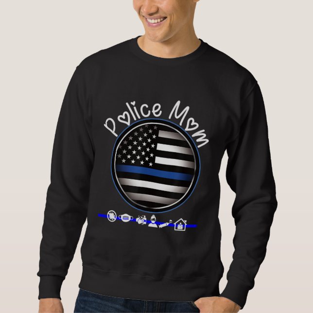 Sweatshirt Mothers Day for Cute Police Mom Flag Graphic Plus  (Devant)