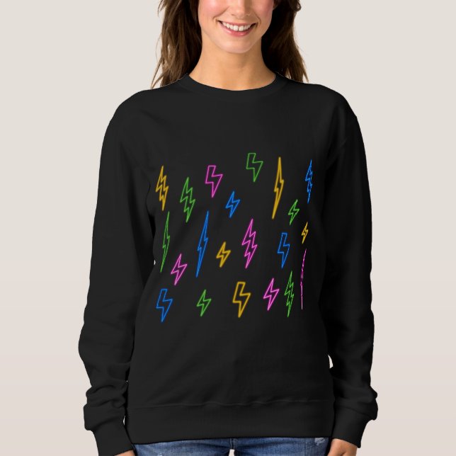 Sweatshirt Motif couleur 80's Neon Lightning (Devant)