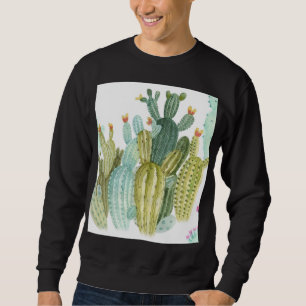 Sweatshirt Motif d'aquarelle vintage Cactus Blooming