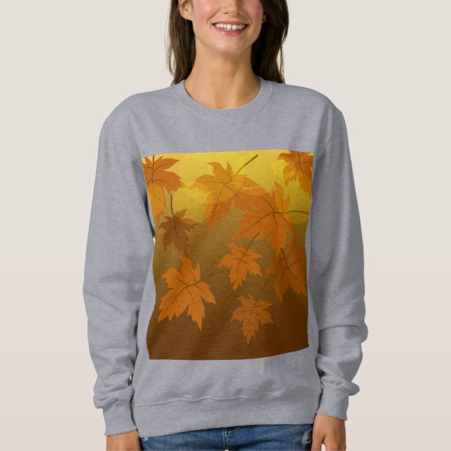 Sweatshirt Motif d'automne avec feuilles d'érable en chute et (Devant)