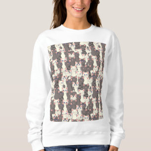 Sweatshirt Motif de chats blancs et gris