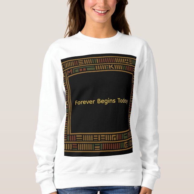 Sweatshirt Motif de Kente d'or africain (Devant)