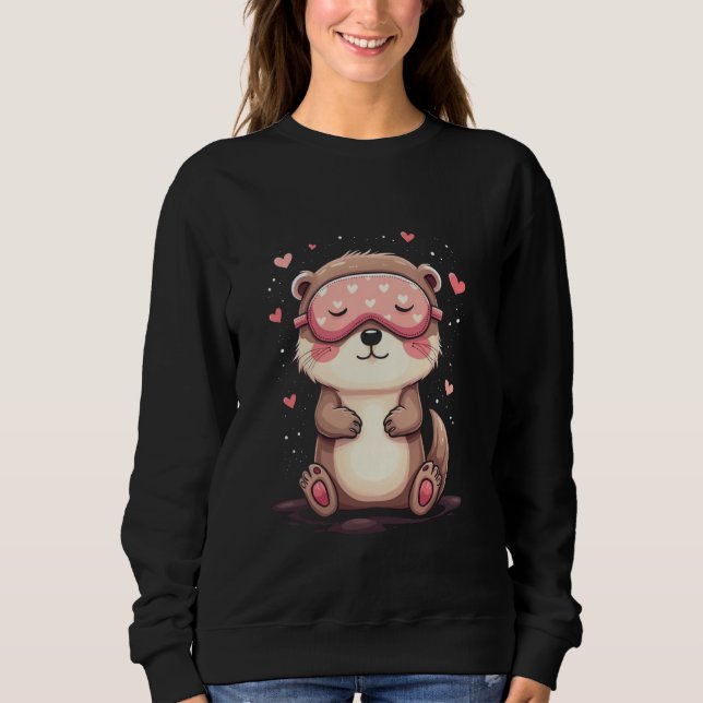 Sweatshirt Motif de loutre mignonne endormie (Devant)