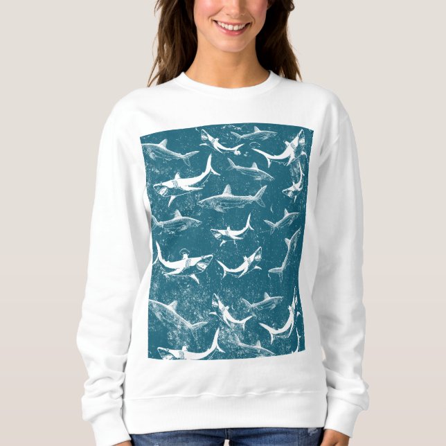 Sweatshirt Motif de requins bleus en détresse (Devant)