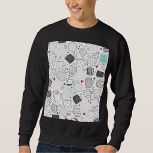 Sweatshirt Motif de tasse dessinée à la main, conception tran