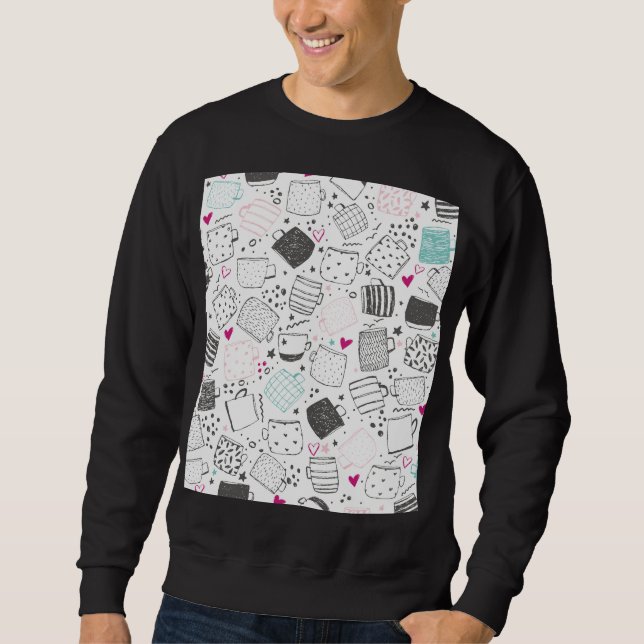 Sweatshirt Motif de tasse dessinée à la main, conception tran (Devant)