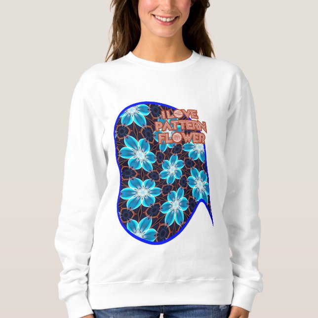 Sweatshirt Motif Fleurs bleues Abstraites (Devant)