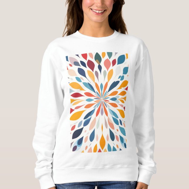 Sweatshirt Motif floral abstrait vibrant éclaté (Devant)