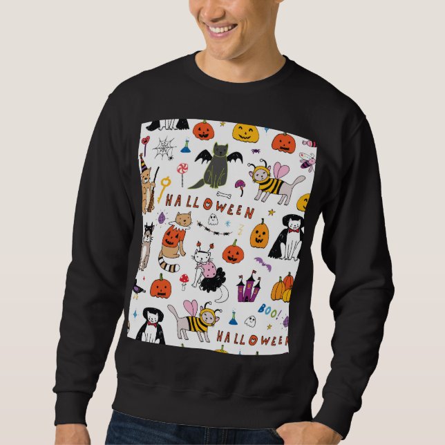 Sweatshirt Motif Vintage Halloween Cats (Devant)