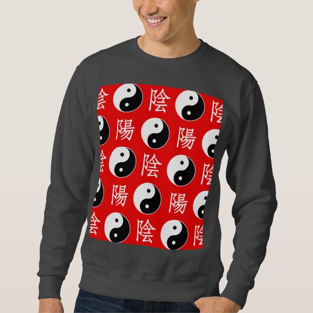 Sweatshirt Motif Yin Yang chinois rouge (Devant)