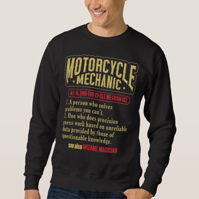Sweatshirt Motorcycle Technicien Définition Motorcycle Mécani (Devant)