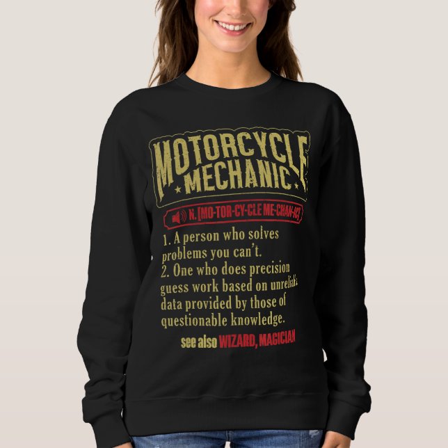 Sweatshirt Motorcycle Technicien Définition Motorcycle Mécani (Devant)