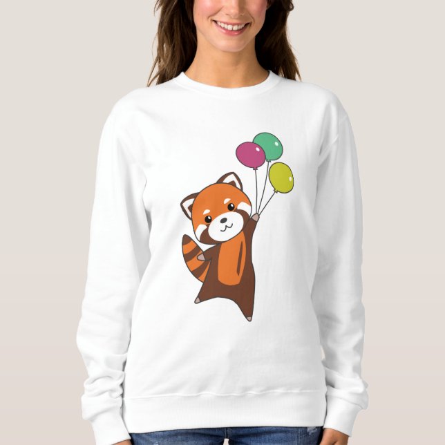Sweatshirt Mouches Rouges Panda Ballons mignons Animaux Pour  (Devant)