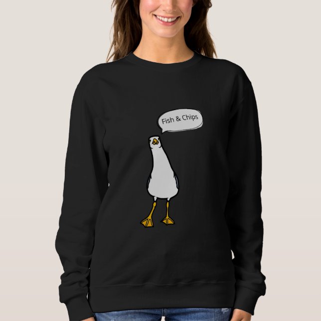 Sweatshirt Mouette en colère Fish & Chips Oiseau effronté (Devant)