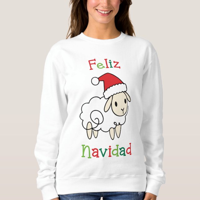 Sweatshirt Mouton de Noël mignon – Feliz Navidad (Devant)