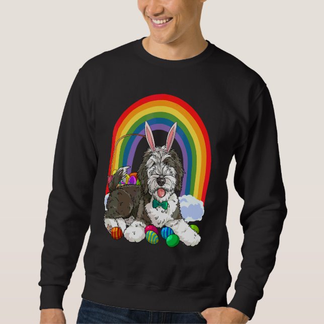 Sweatshirt Mouton mignon Sheepadoodle Joyeuses Pâques Lapin C (Devant)