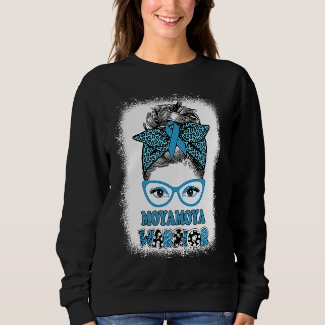 Sweatshirt Moyamoya Disease Awareness Messy Bun Blue Ribbon W (Devant)