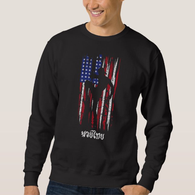 Sweatshirt Muay Thai American Drapeau Mixed martial art Stree (Devant)