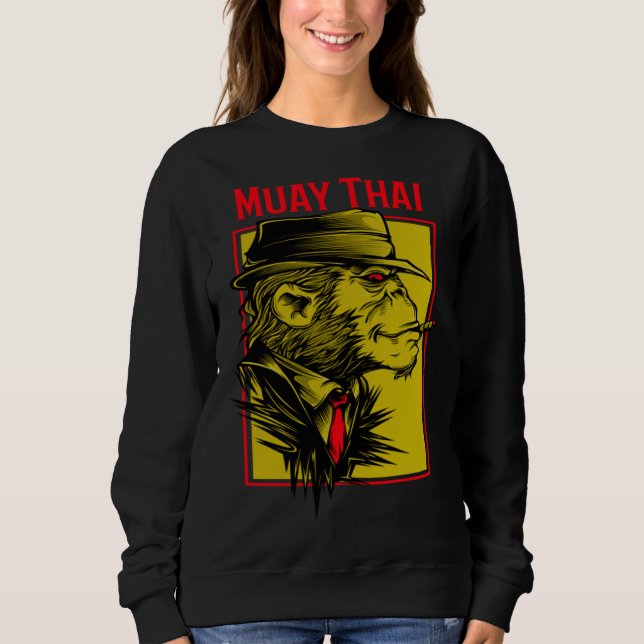 Sweatshirt Muay Thai Chimp Jiu Jitsu MMA Fighting Muay Thai (Devant)