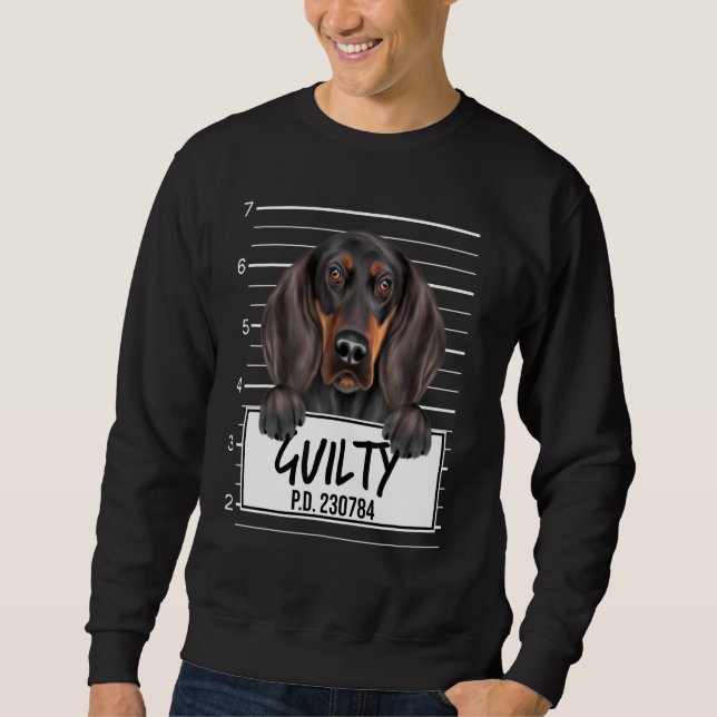 Sweatshirt Mugshot de Coonhound noir et feu Chien coupable (Devant)