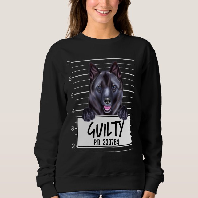 Sweatshirt Mugshot de Norvégien Elkhound Chien Coupable (Devant)