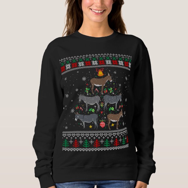 Sweatshirt Mule âne Noël Ornement Arbre Drôle Cadeau Ugl (Devant)