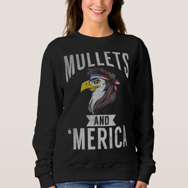 Sweatshirt Mullets Eagle Drapeau Américain Patriotique Usa (Devant)