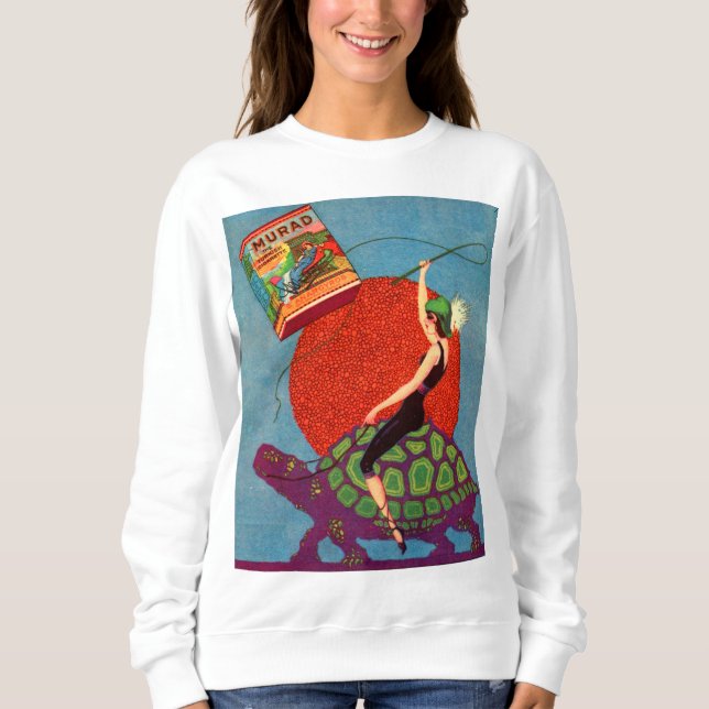 Sweatshirt Murad cigarettes dame équitation tortue géante (Devant)