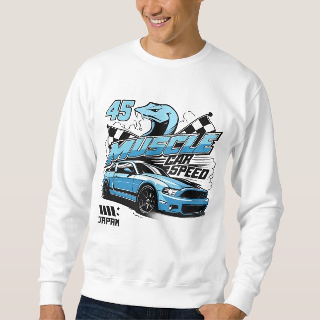 Sweatshirt Muscle Car Speed Hoodie Racing Power&Street Style (Devant)