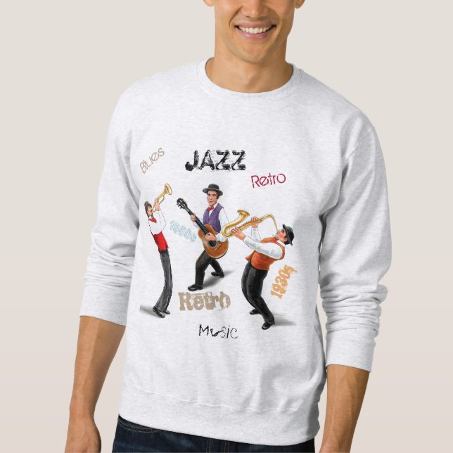 Sweatshirt Musiciens de jazz Musique rétro Illustration Vinta (Devant)
