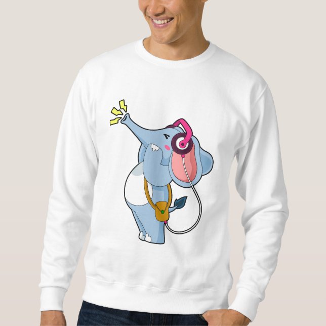 Sweatshirt Musique des écouteurs d'éléphant (Devant)