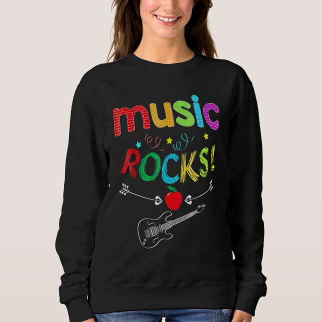 Sweatshirt Musique Rocks Étudiant De Retour À L'Équipe De L'É (Devant)