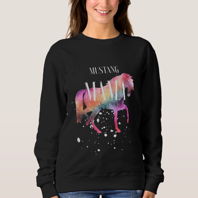 Sweatshirt Mustang Horse Mama Galaxy Horse Girl Equestrian St (Devant)