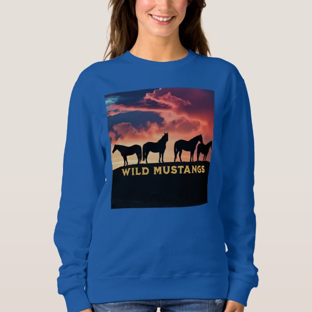 Sweatshirt Mustangs sauvages à l'horizon (Devant)