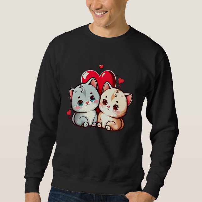 Sweatshirt My Cat Is My Valentine Paw Heart Cat Valentine Day (Devant)
