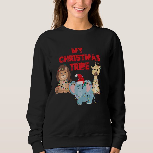 Sweatshirt My Christmas Tribe Holiday Animals (Devant)