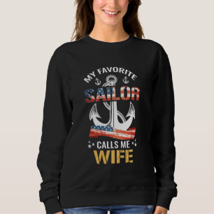 Sweatshirt My Favorite Sailor Me Appelle Femme USA Ancre Drap