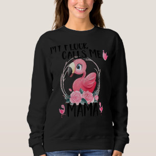 Sweatshirt My Flock Call Me Mama Flamant rose Amour Fête des