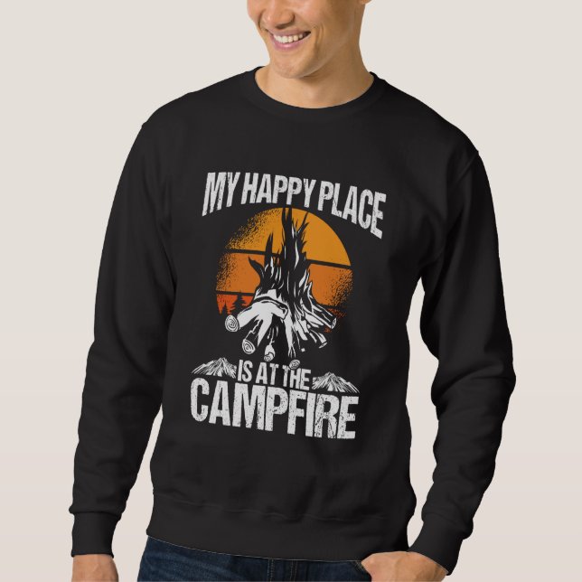 Sweatshirt My Happy Place Is A The Campfire Camping (Devant)