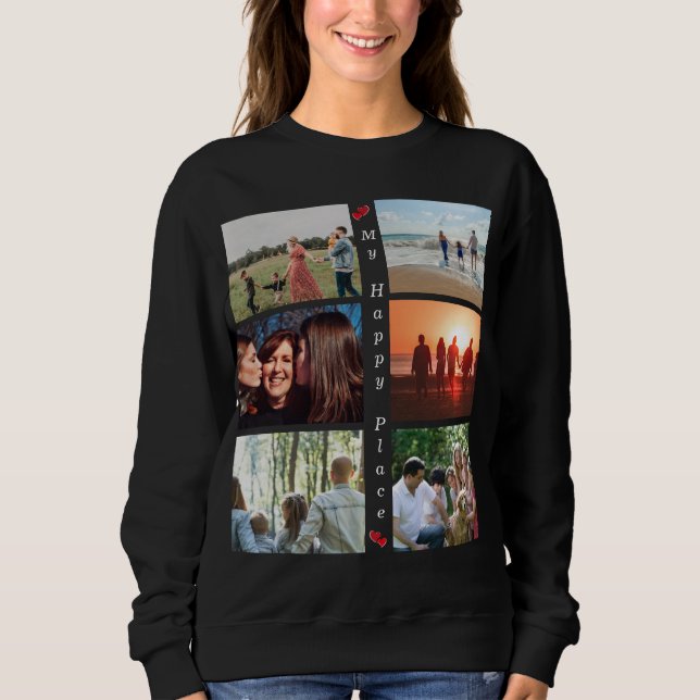 Sweatshirt My Happy Place Personnalisable Photo de famille 6  (Devant)