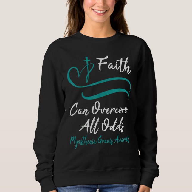 Sweatshirt Myasthenia Gravis Awareness Teal Ribbon Christian  (Devant)