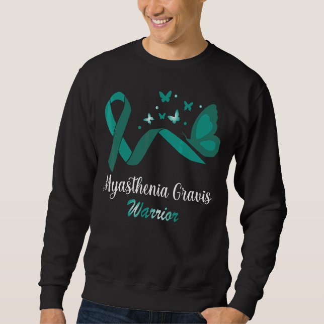 Sweatshirt Myasthenia Gravis Guerrier Papillon Turquoise Ruba (Devant)