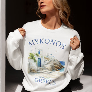 Sweatshirt Mykonos Coastal Serenity in Watercolor