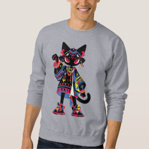 Sweatshirt Mystic Kawaii Cat – Tribal Spirit Tee Coloré