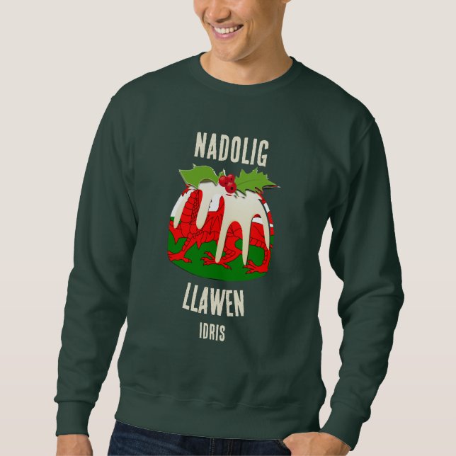 Sweatshirt Nadolig Llawen WALES Welsh Joyeux Noël Famille (Devant)