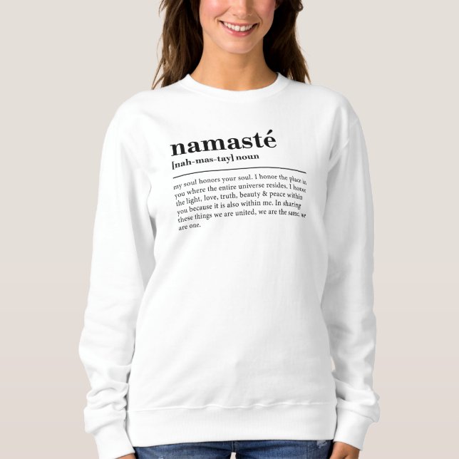 Sweatshirt Namaste Définition Yoga Moderne Minimal Méditation (Devant)